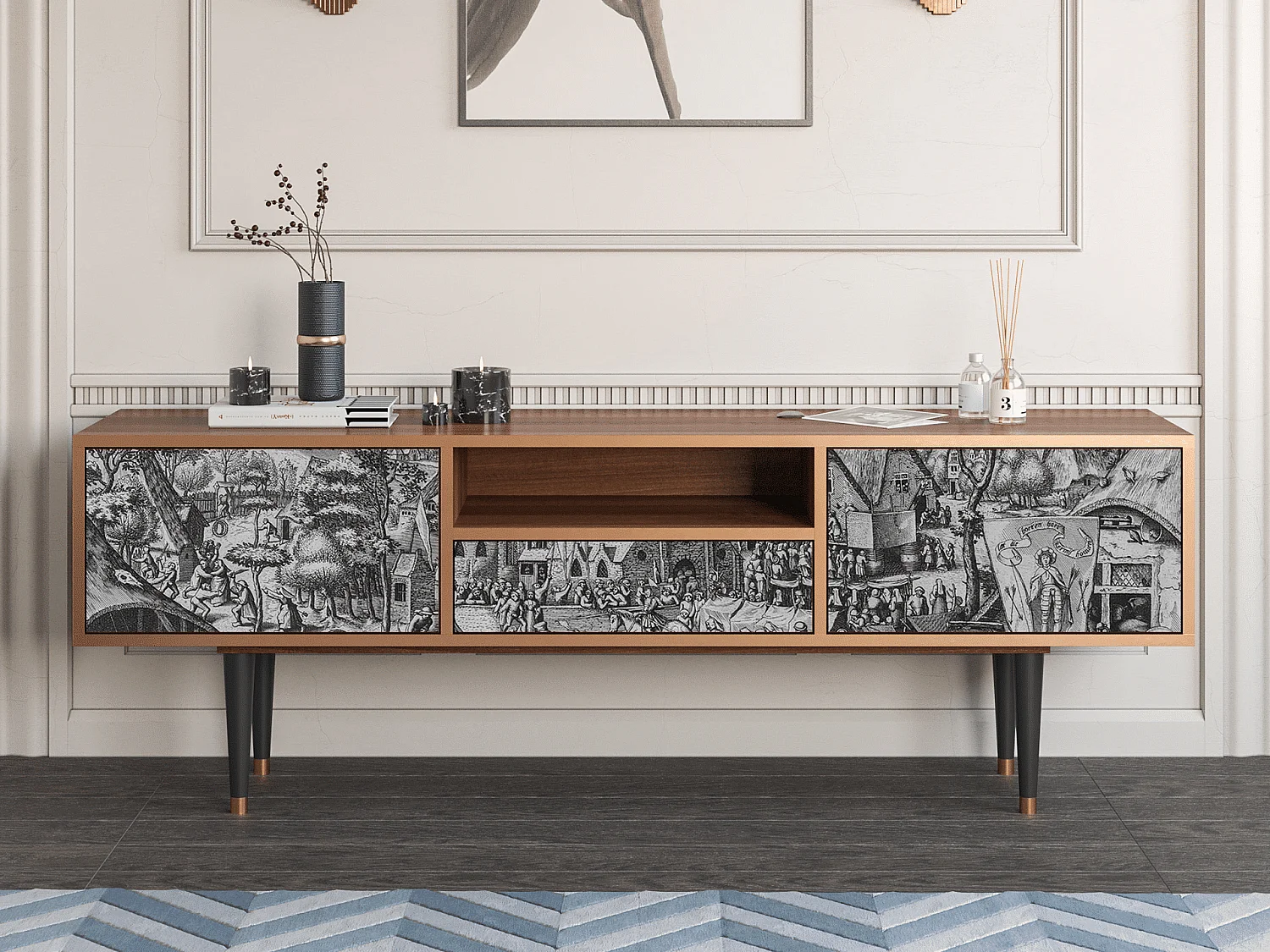 Mueble de TV - 170х59х41 cm - T6 - The Festival of Saint, Nogal