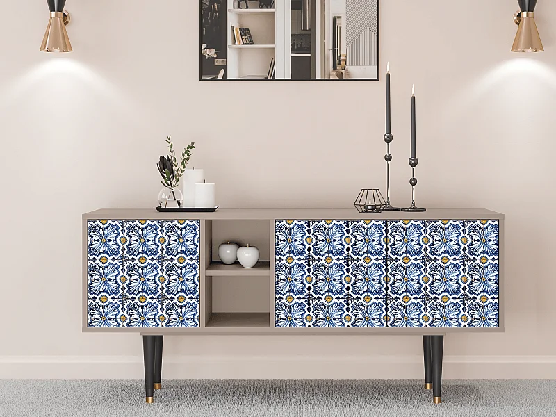 TV-meubel - 150х69х41 cm - T5 - Lovely Cornflowers, Latte