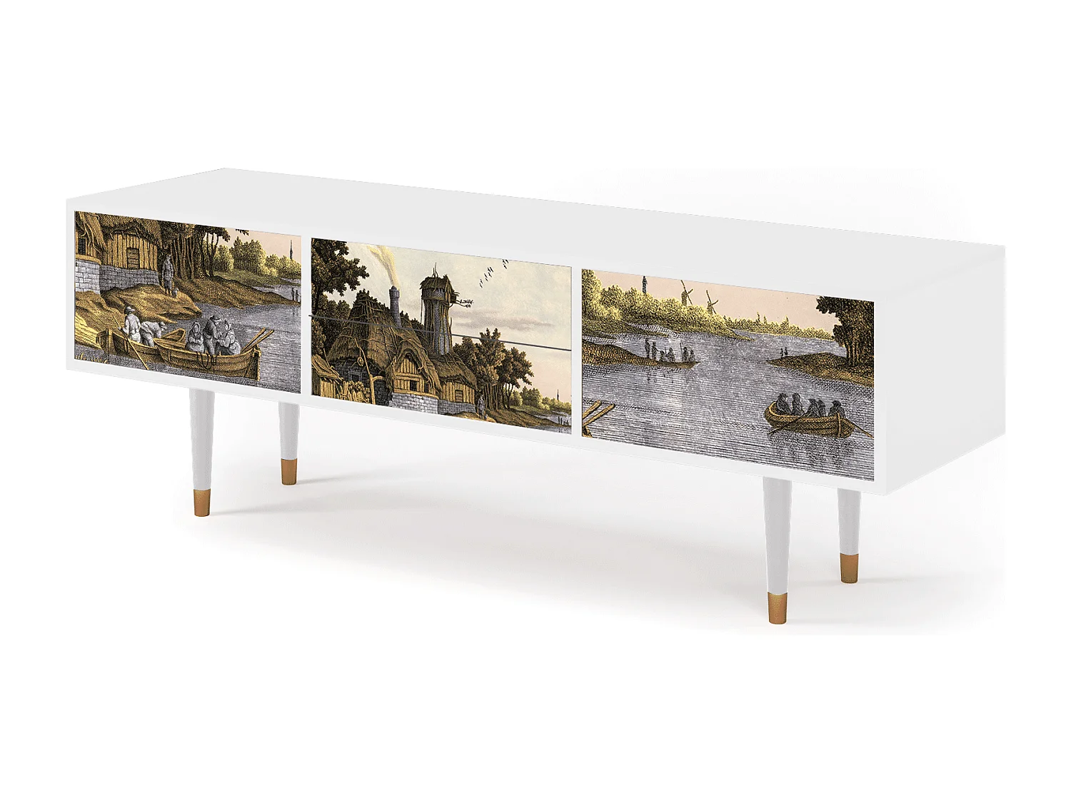 Meuble TV - 170х59х48 cm - T4 - Mill along a River, Blanc