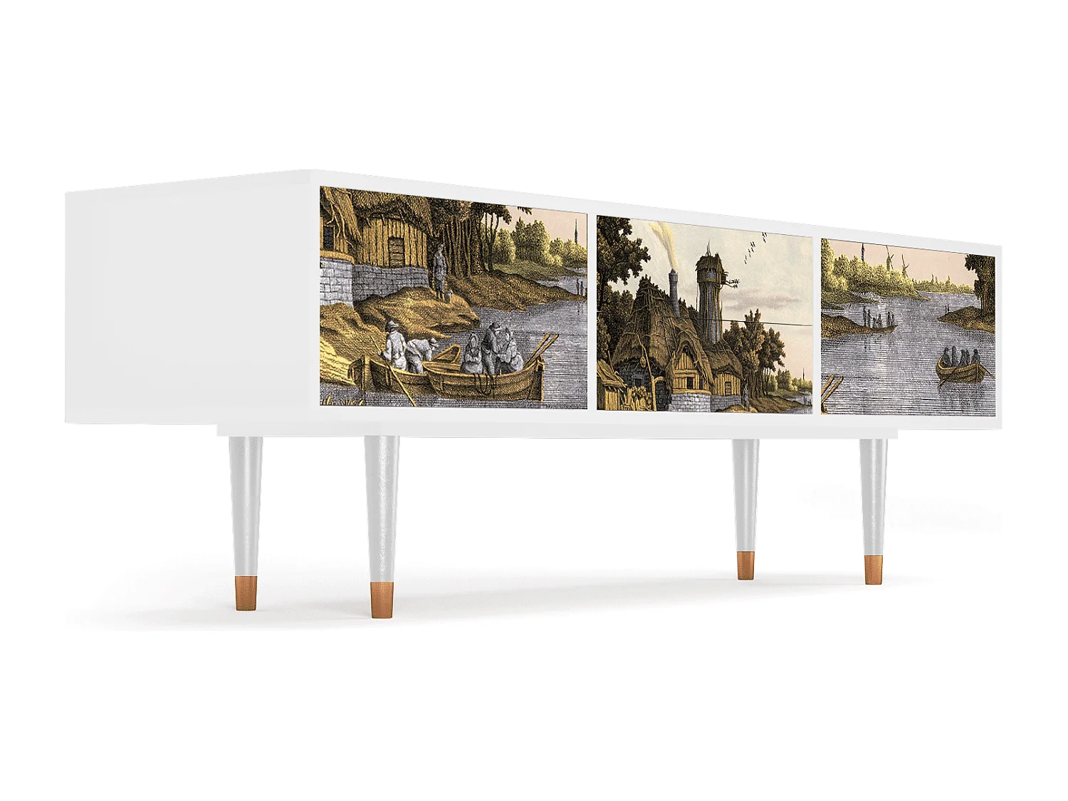 Mueble de TV - 170х59х48 cm - T4 - Mill along a River, Branco