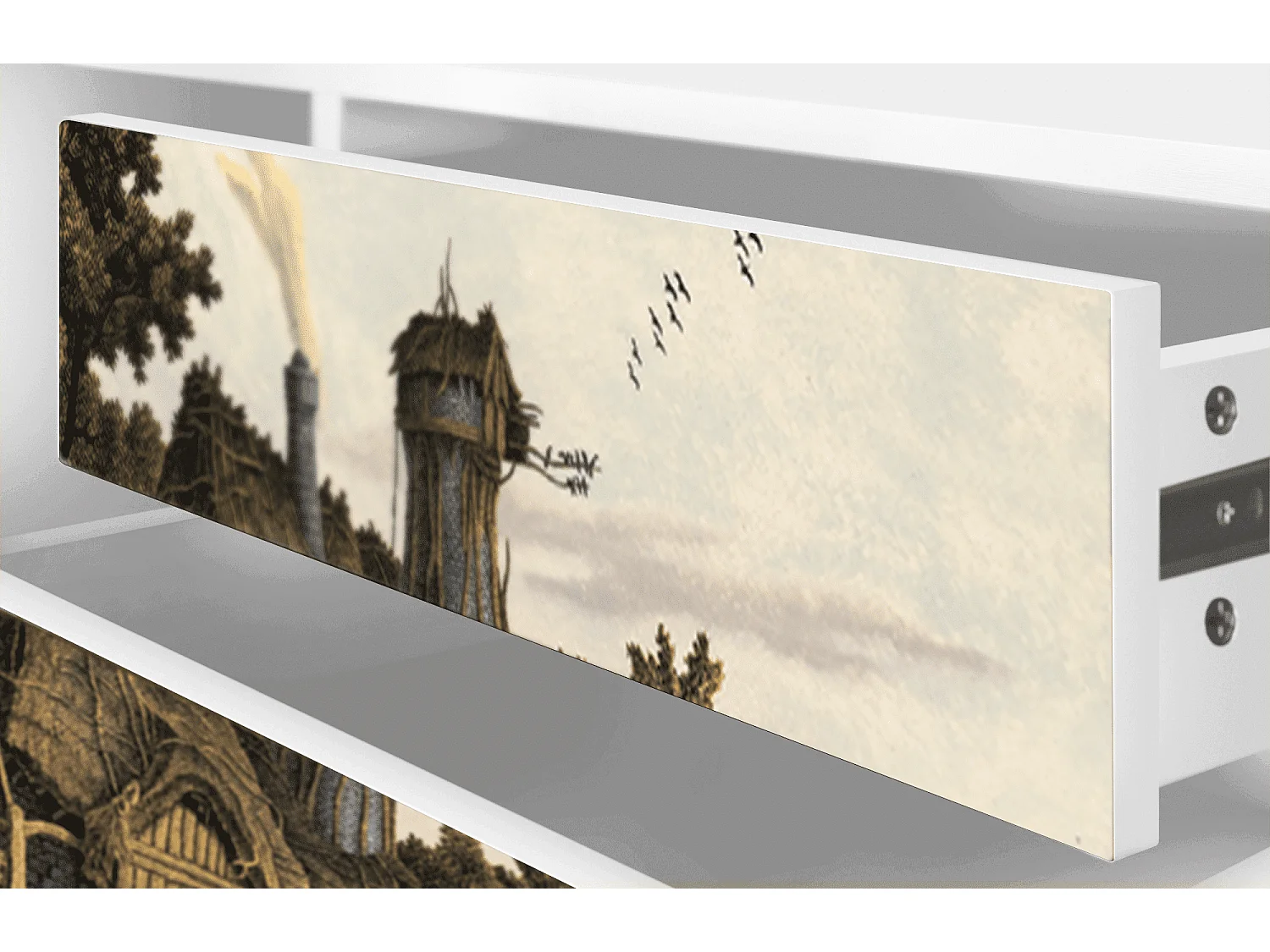 Mueble de TV - 170х59х48 cm - T4 - Mill along a River, Branco