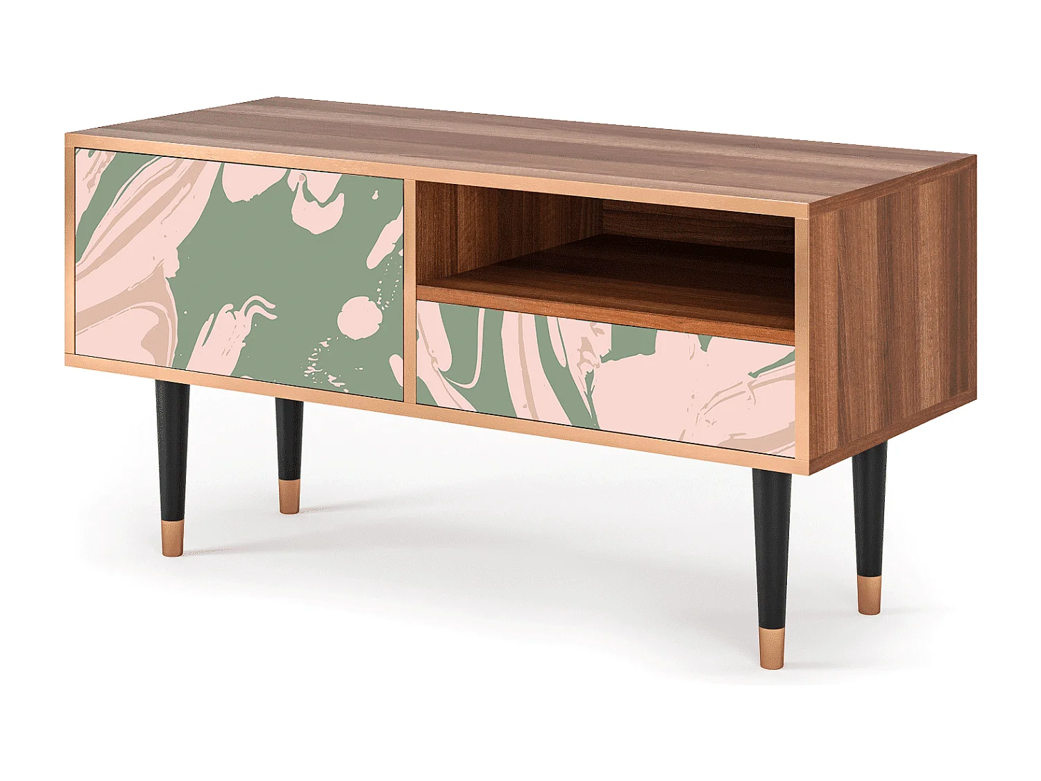 Meuble TV - 115х59х48 cm - T3 - Aquarelle, Noyer