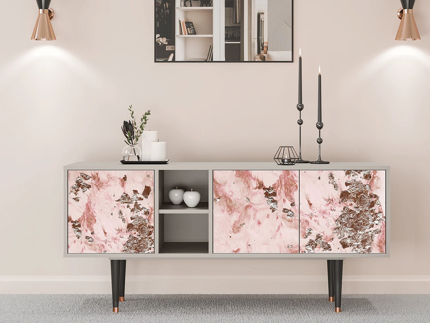 TV-meubel - 150х69х41 cm - T5 - Cotton Candy, Zand