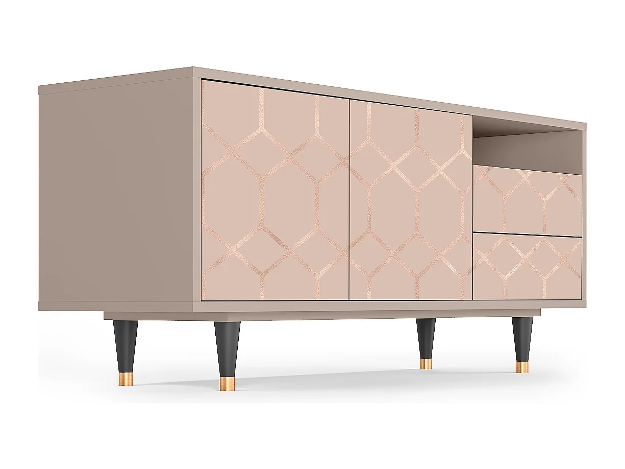 Meuble TV - 125х56х41 cm - T7 - Rose Honeycomb, Latte