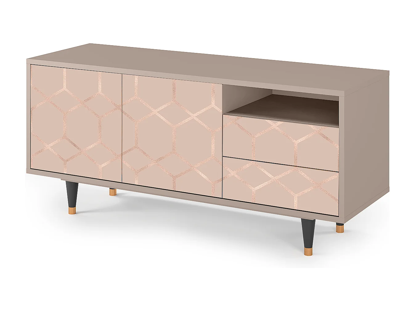 Meuble TV - 125х56х41 cm - T7 - Rose Honeycomb, Latte