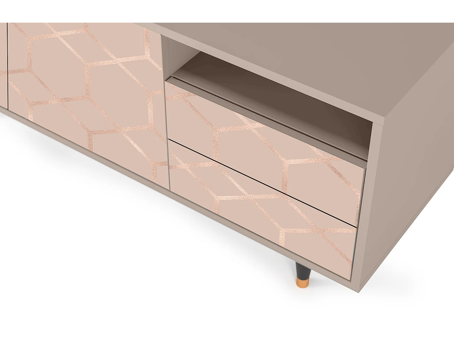 Meuble TV - 125х56х41 cm - T7 - Rose Honeycomb, Latte