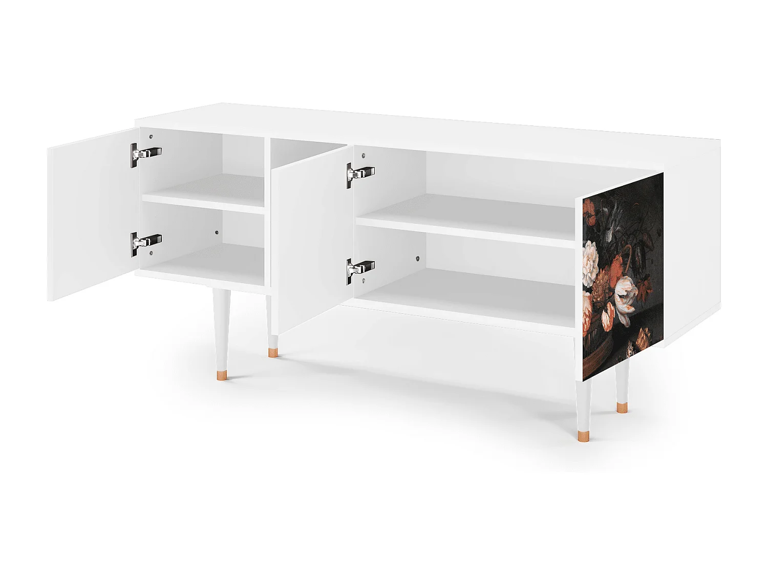 Meuble TV - 150х69х41 cm - T5 - Still Life with Flowers, Blanc