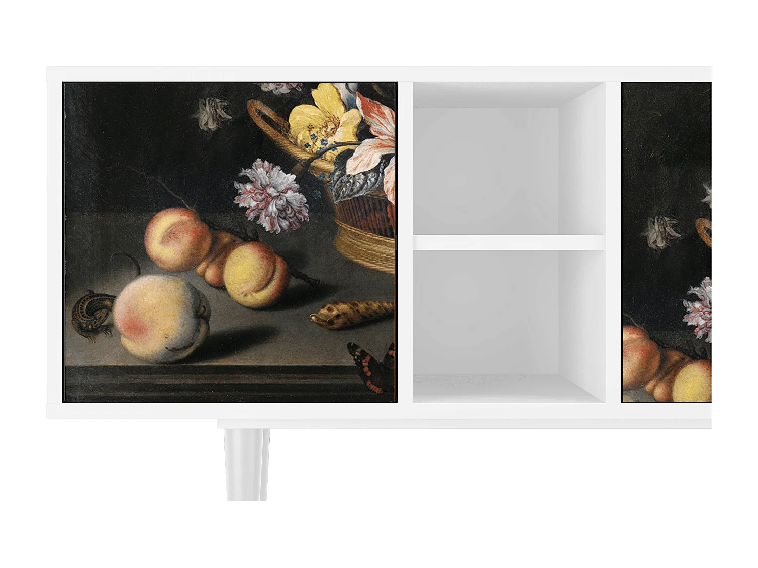 TV-Möbel - 150х69х41 cm - T5 - Still Life with Flowers, Weiß