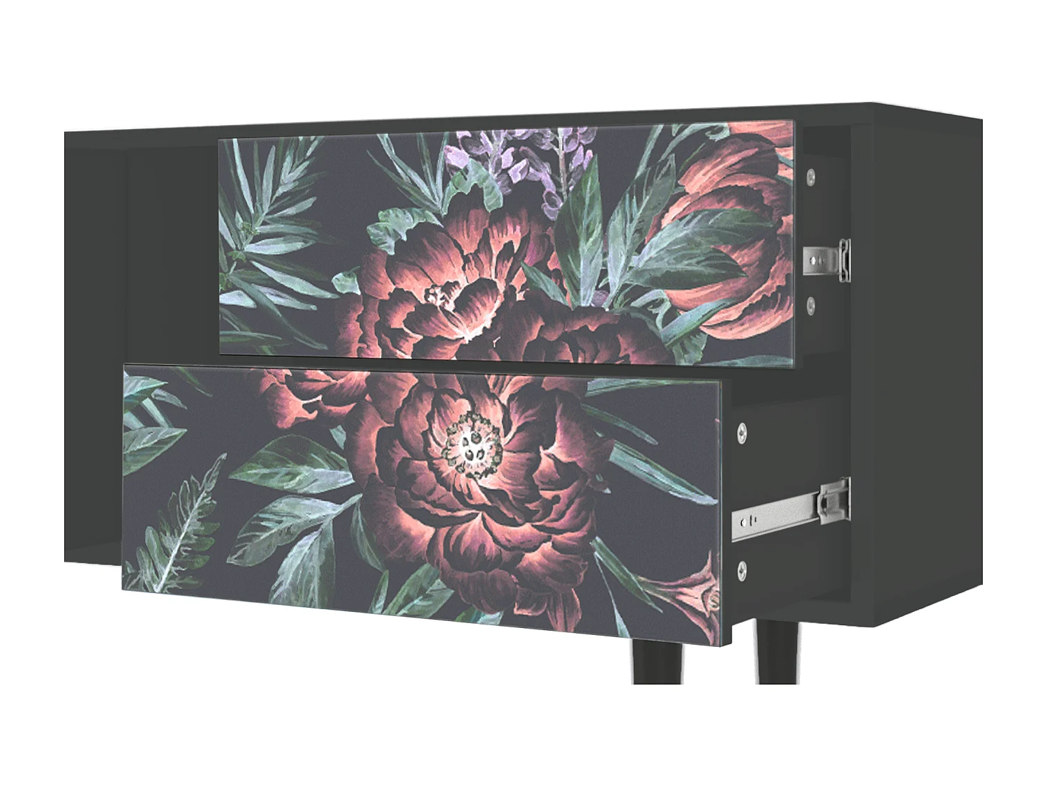 Meuble TV - 170х69х48 cm - T1 - Dark Peonies, Anthracite