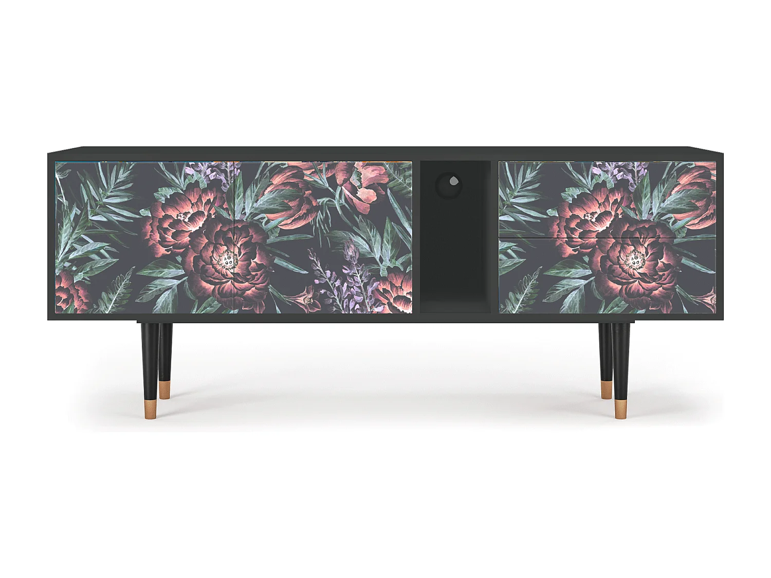 Mobile TV - 170х69х48 cm - T1 - Dark Peonies, Antracite