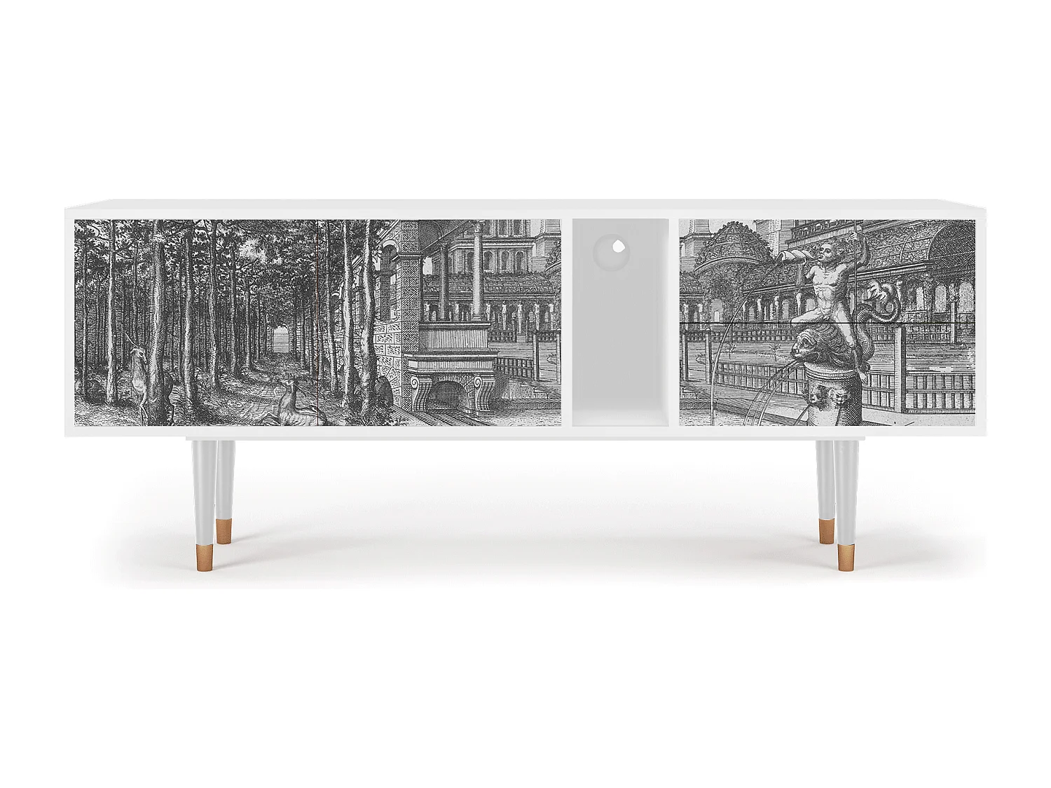 Meuble TV - 170х69х48 cm - T1 - View of the Piazza, Blanc