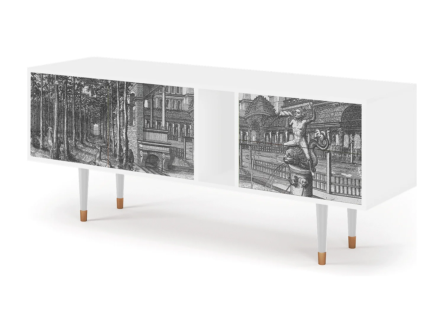 Meuble TV - 170х69х48 cm - T1 - View of the Piazza, Blanc