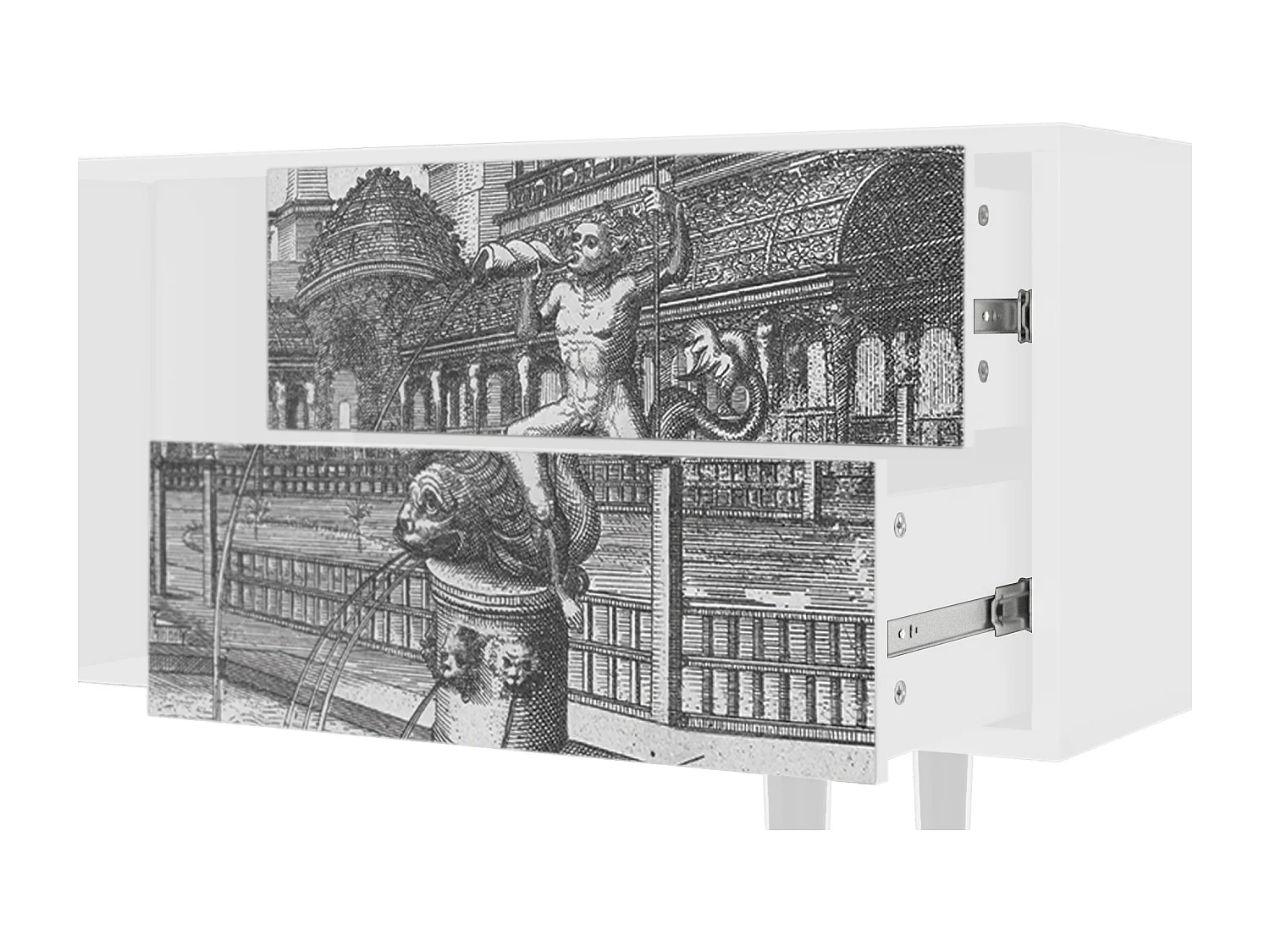 Meuble TV - 170х69х48 cm - T1 - View of the Piazza, Blanc