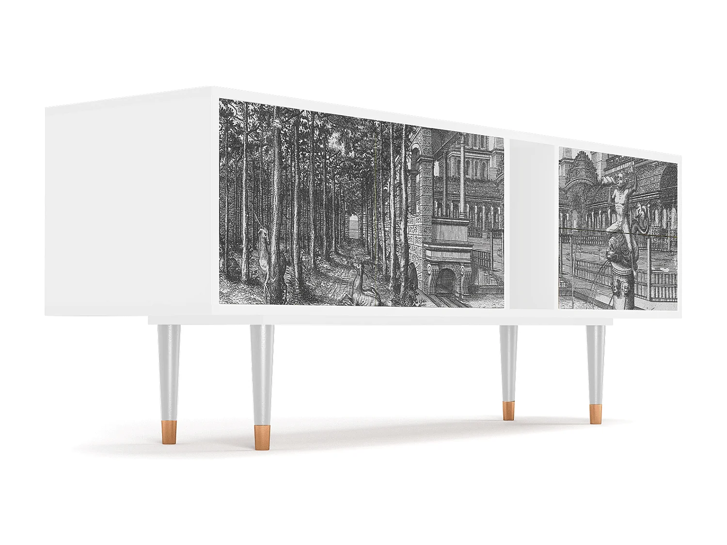 Meuble TV - 170х69х48 cm - T1 - View of the Piazza, Blanc