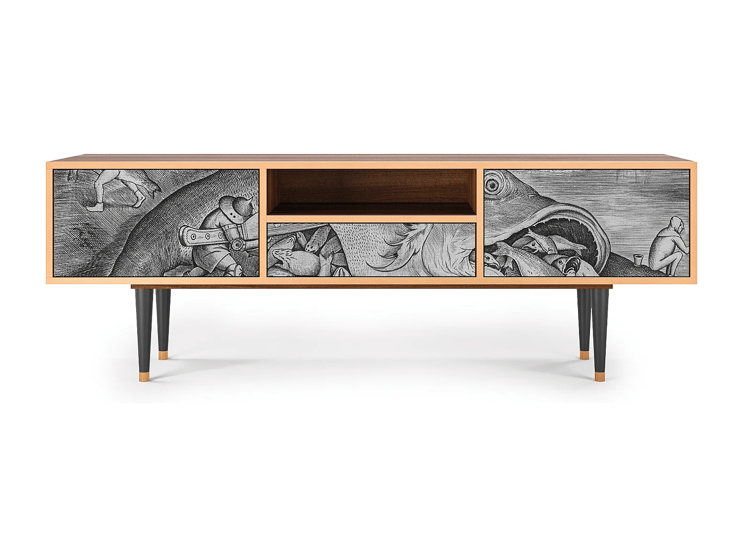 Mueble de TV - 170х59х41 cm - T6 - Big Fish Eat Little, Nogal