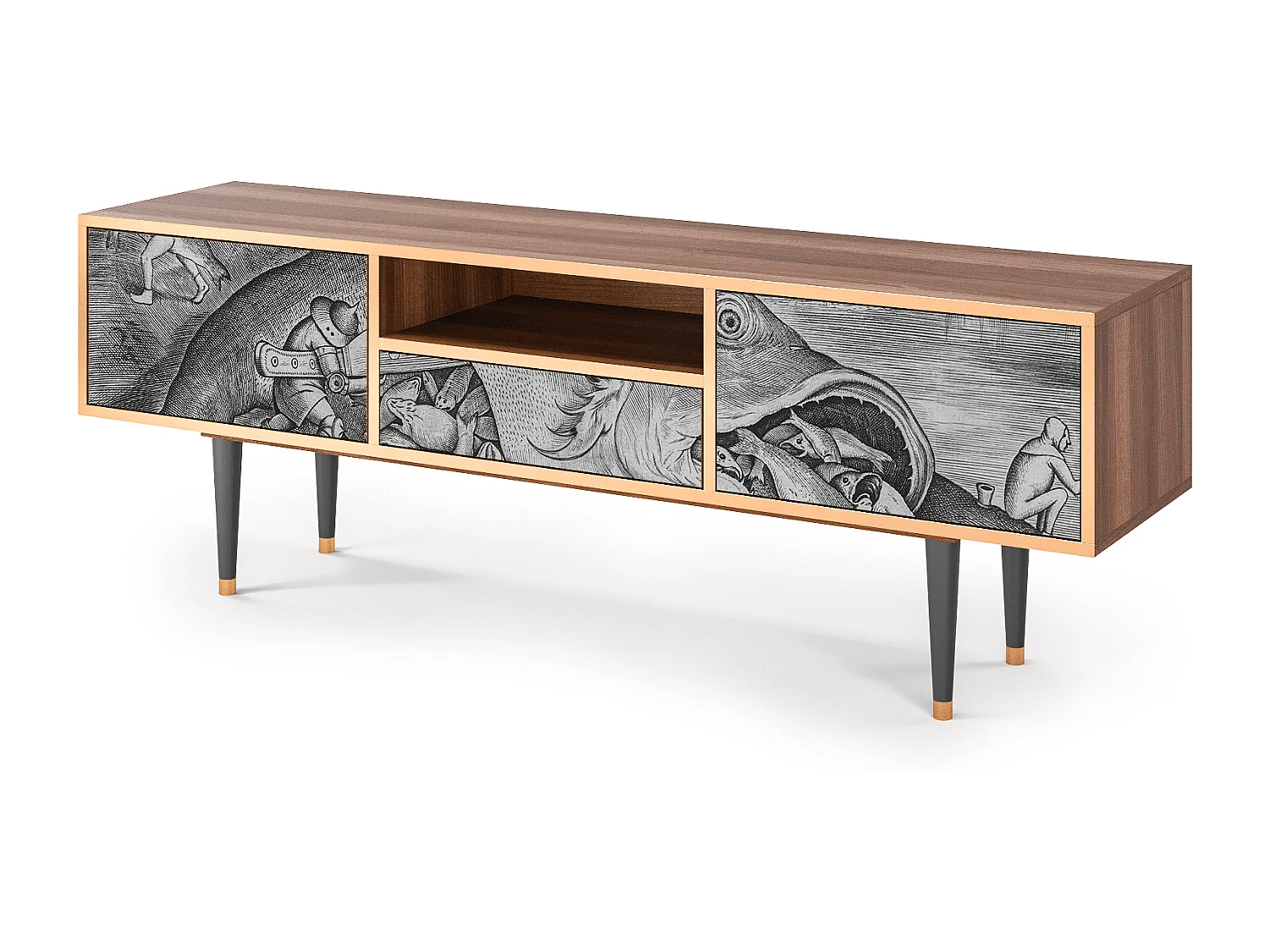 Meuble TV - 170х59х41 cm - T6 - Big Fish Eat Little, Noyer