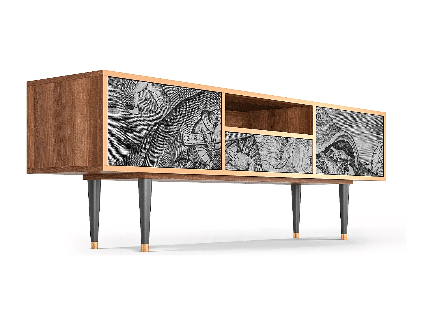 Meuble TV - 170х59х41 cm - T6 - Big Fish Eat Little, Noyer