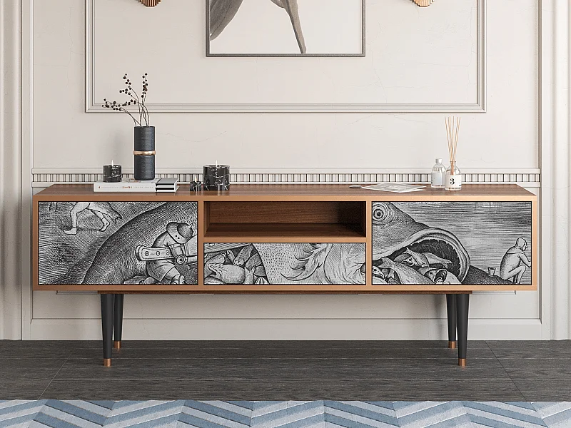 Meuble TV - 170х59х41 cm - T6 - Big Fish Eat Little, Noyer