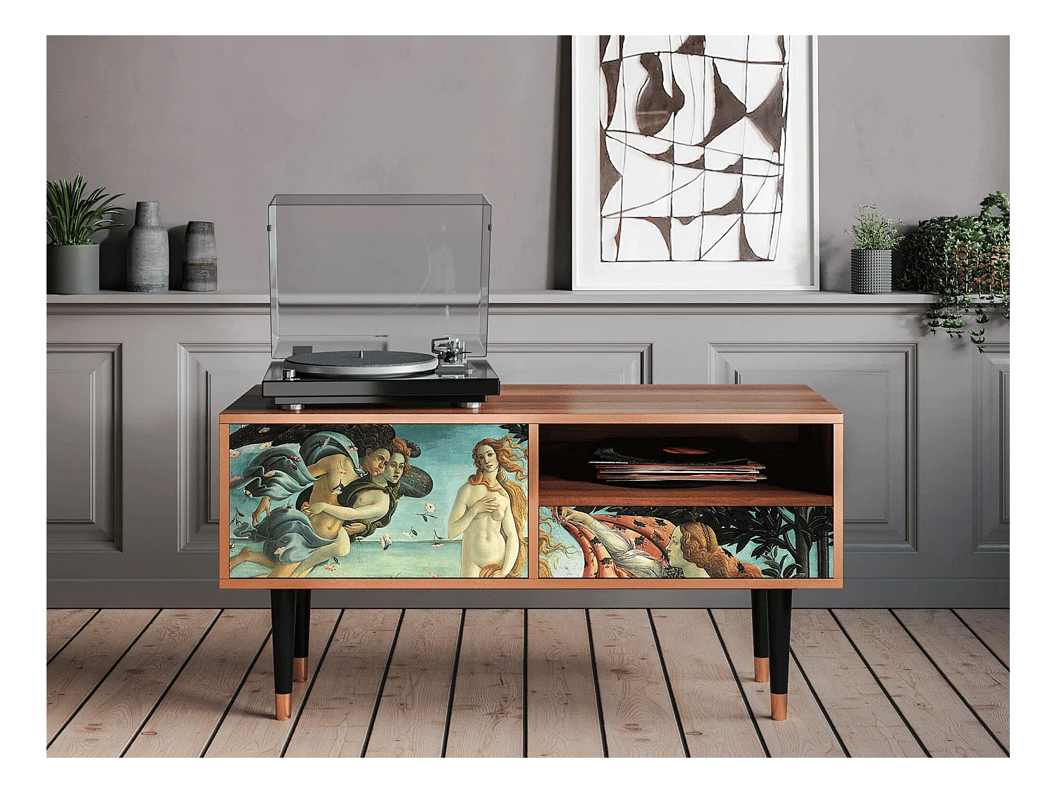 Meuble TV - 115х59х48 cm - T3 - The Birth of Venus, Noyer