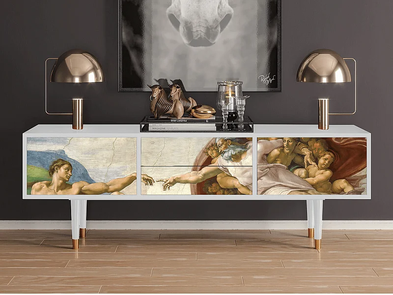 TV-meubel - 170х59х48 cm - T4 - The Creation of Adam, Wit