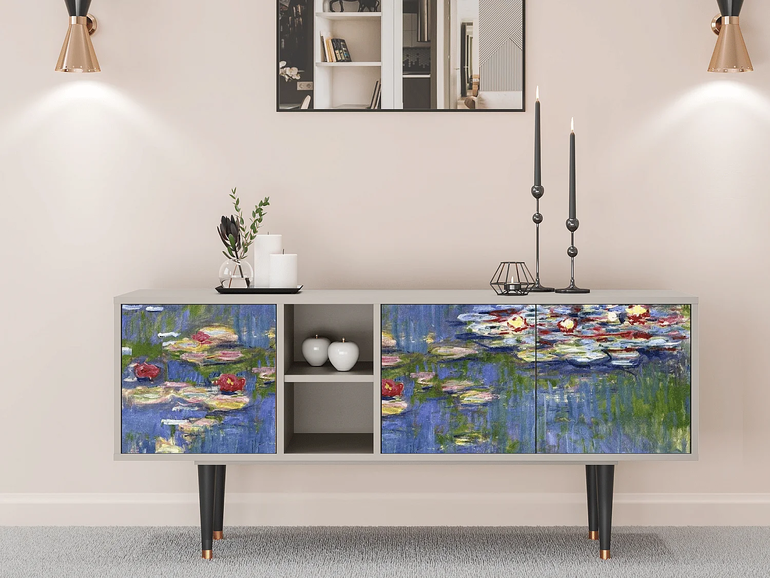 Meuble TV - 150х69х41 cm - T5 - The water lily pond  , Sable