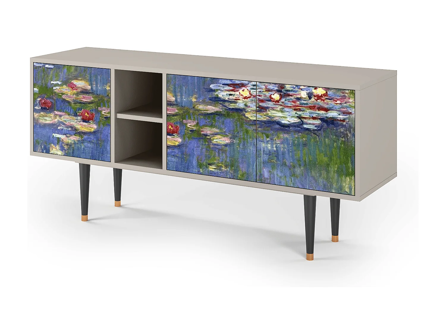 Szafka RTV - 150х69х41 cm - T5 - The water lily pond  , Piaskowy