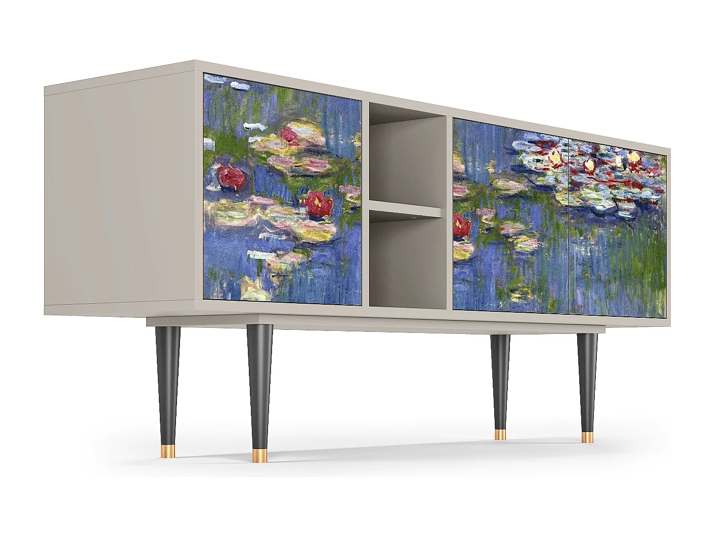 Szafka RTV - 150х69х41 cm - T5 - The water lily pond  , Piaskowy