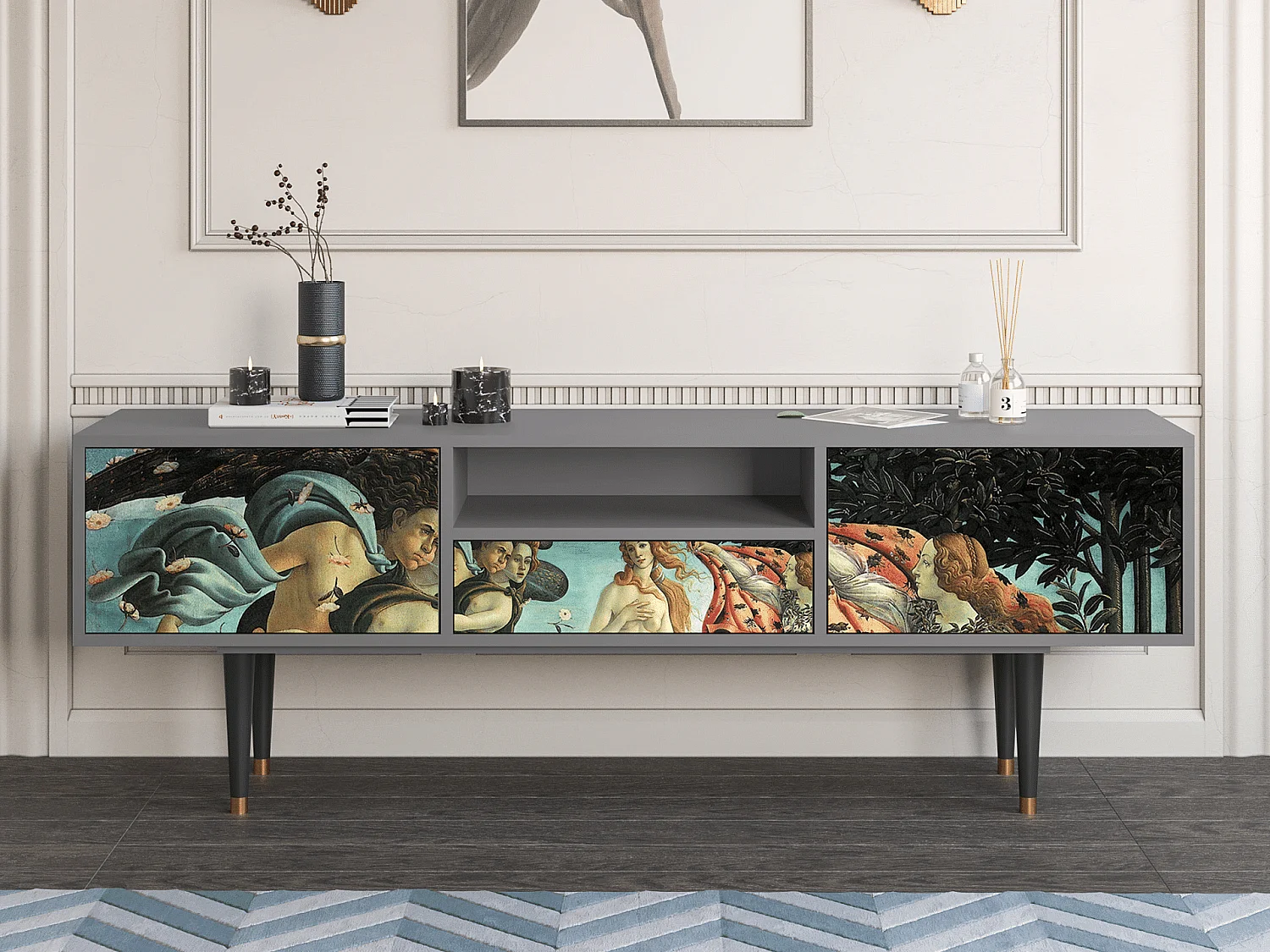 Meuble TV - 170х59х41 cm - T6 - The Birth of Venus, Gris