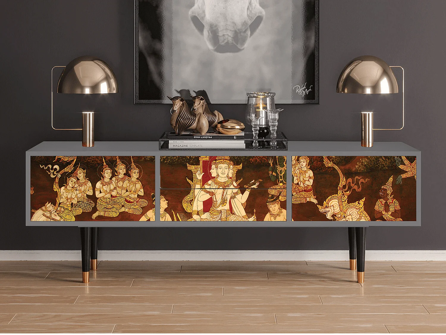 Meuble TV - 170х59х48 cm - T4 - Malyavan, Gris