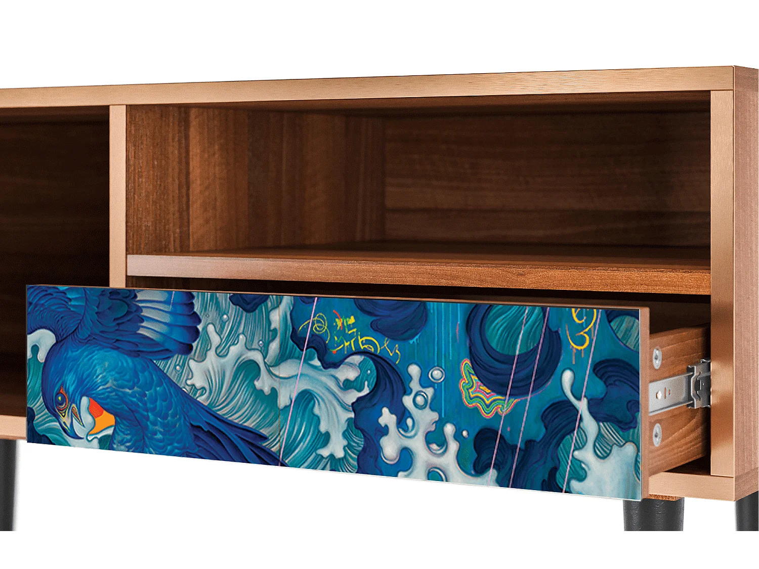 Mueble de TV - 115х59х48 cm - T3 - The Girl - James Jean, Nogal