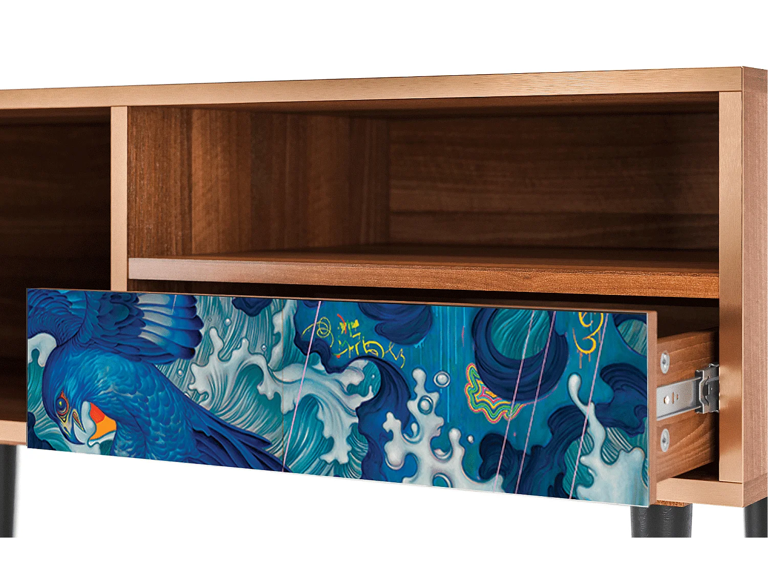 Meuble TV - 115х59х48 cm - T3 - The Girl - James Jean, Noyer