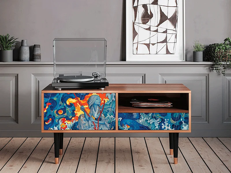 Mueble de TV - 115х59х48 cm - T3 - The Girl - James Jean, Nogal