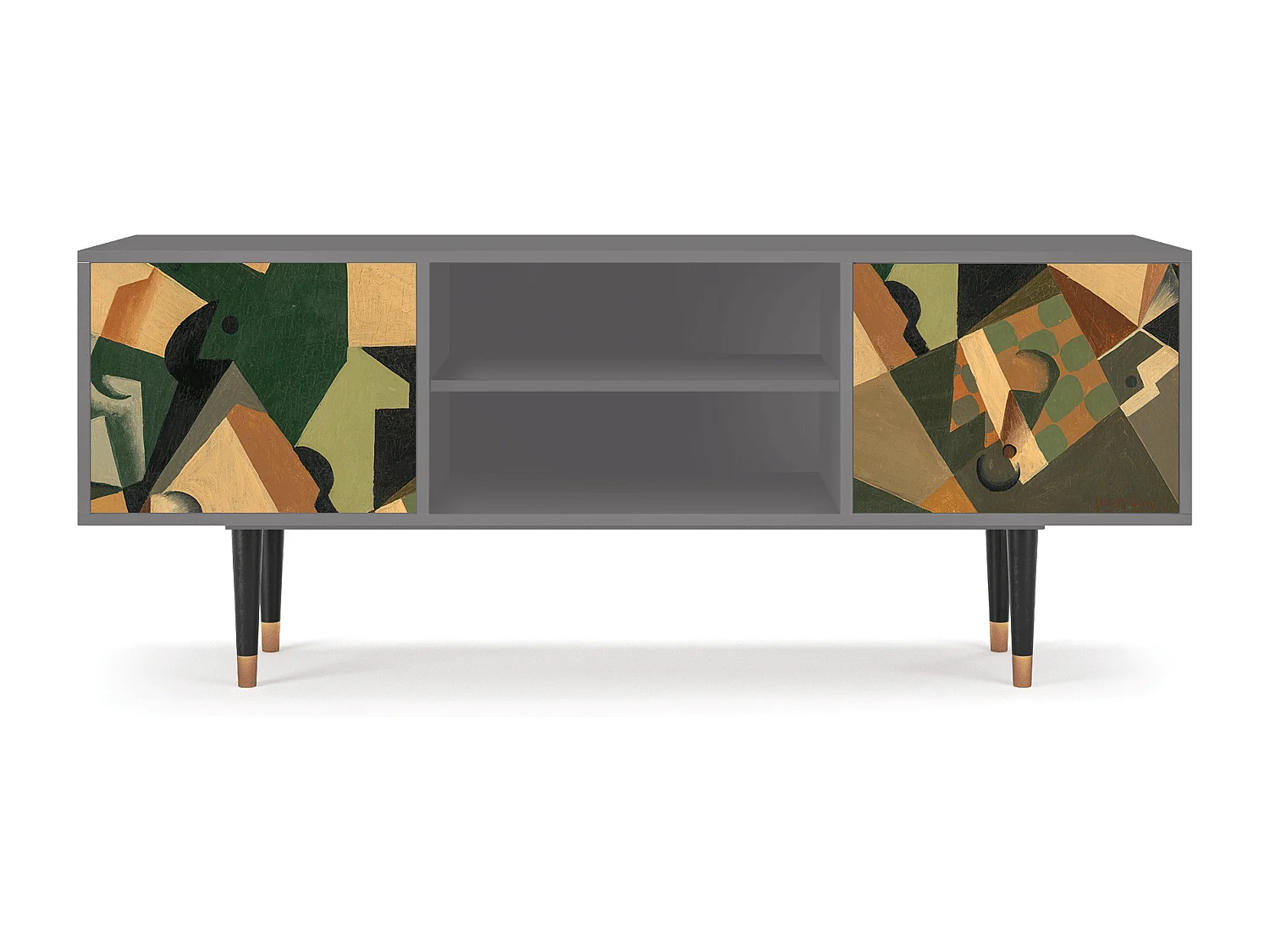 Meuble TV - 170х69х48 cm - T2 - Glass and Checkerboard, Gris