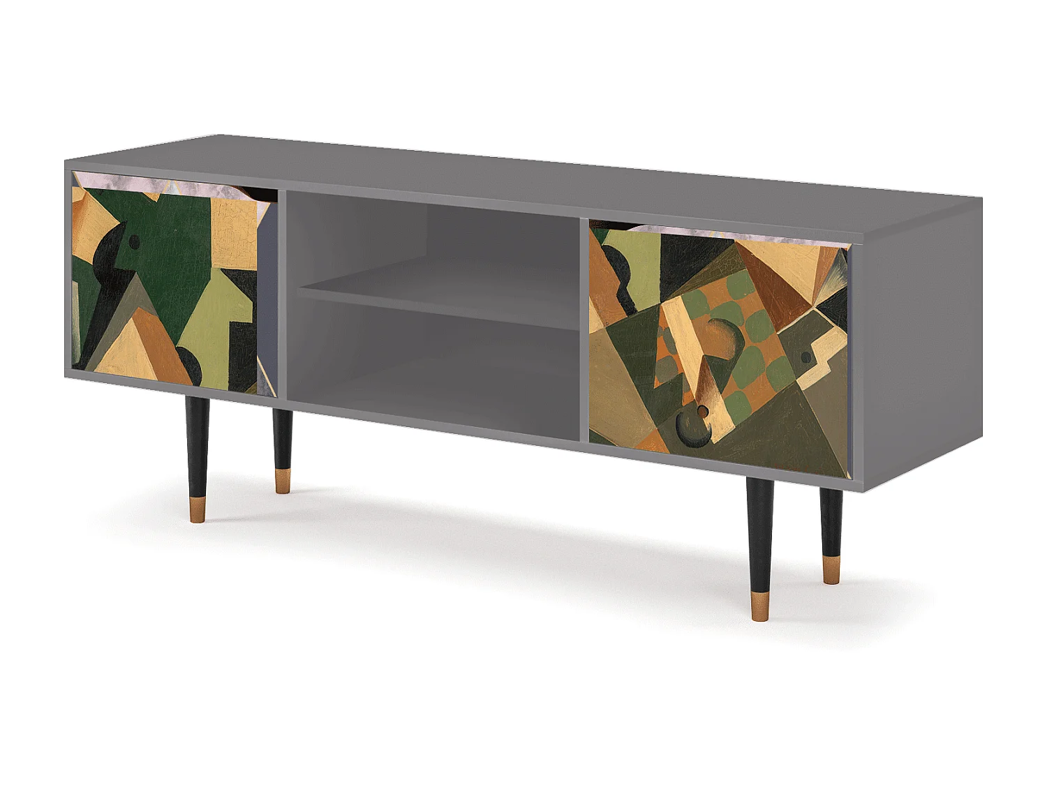 Meuble TV - 170х69х48 cm - T2 - Glass and Checkerboard, Gris