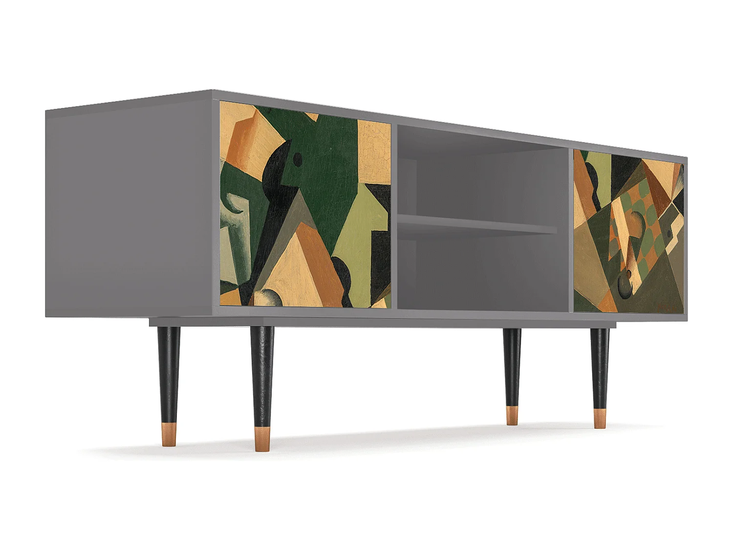 Meuble TV - 170х69х48 cm - T2 - Glass and Checkerboard, Gris