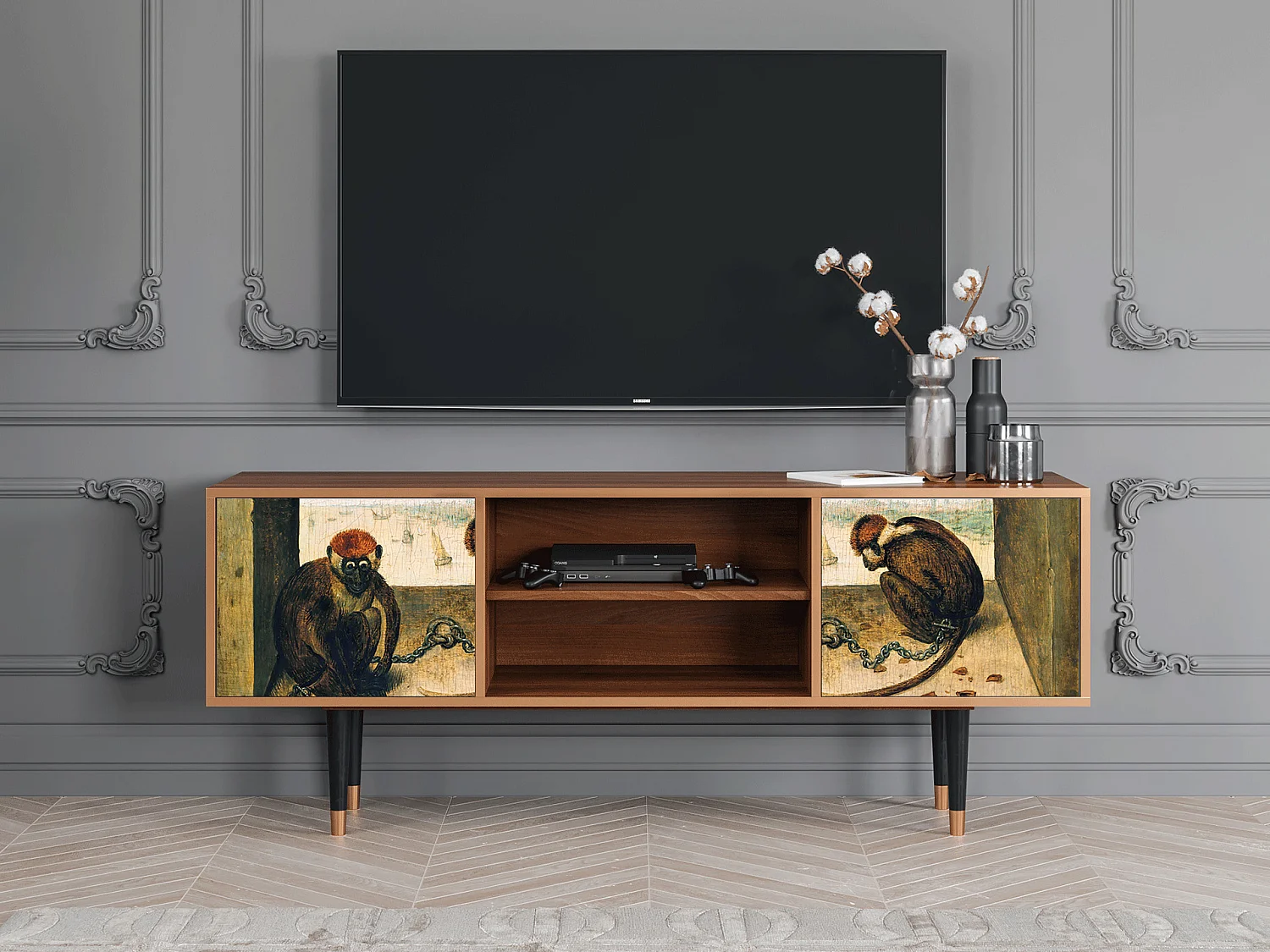 TV-Möbel - 170х69х48 cm - T2 - Two Monkeys, Walnuss
