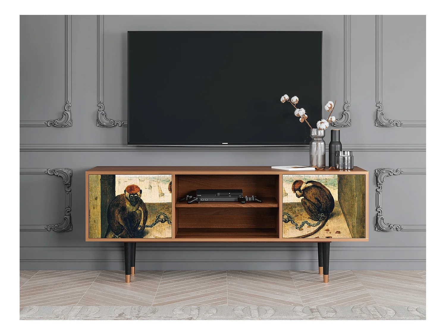 Meuble TV - 170х69х48 cm - T2 - Two Monkeys, Noyer
