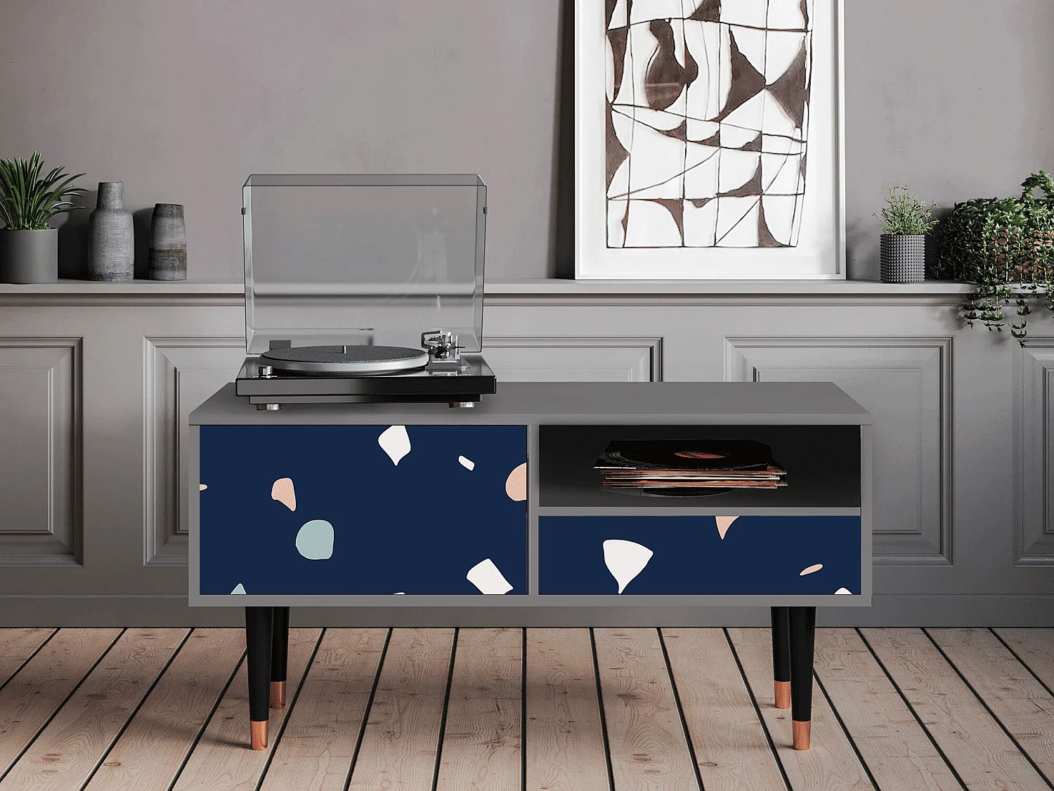 Meuble TV - 115х59х48 cm - T3 - Space Satellites, Gris