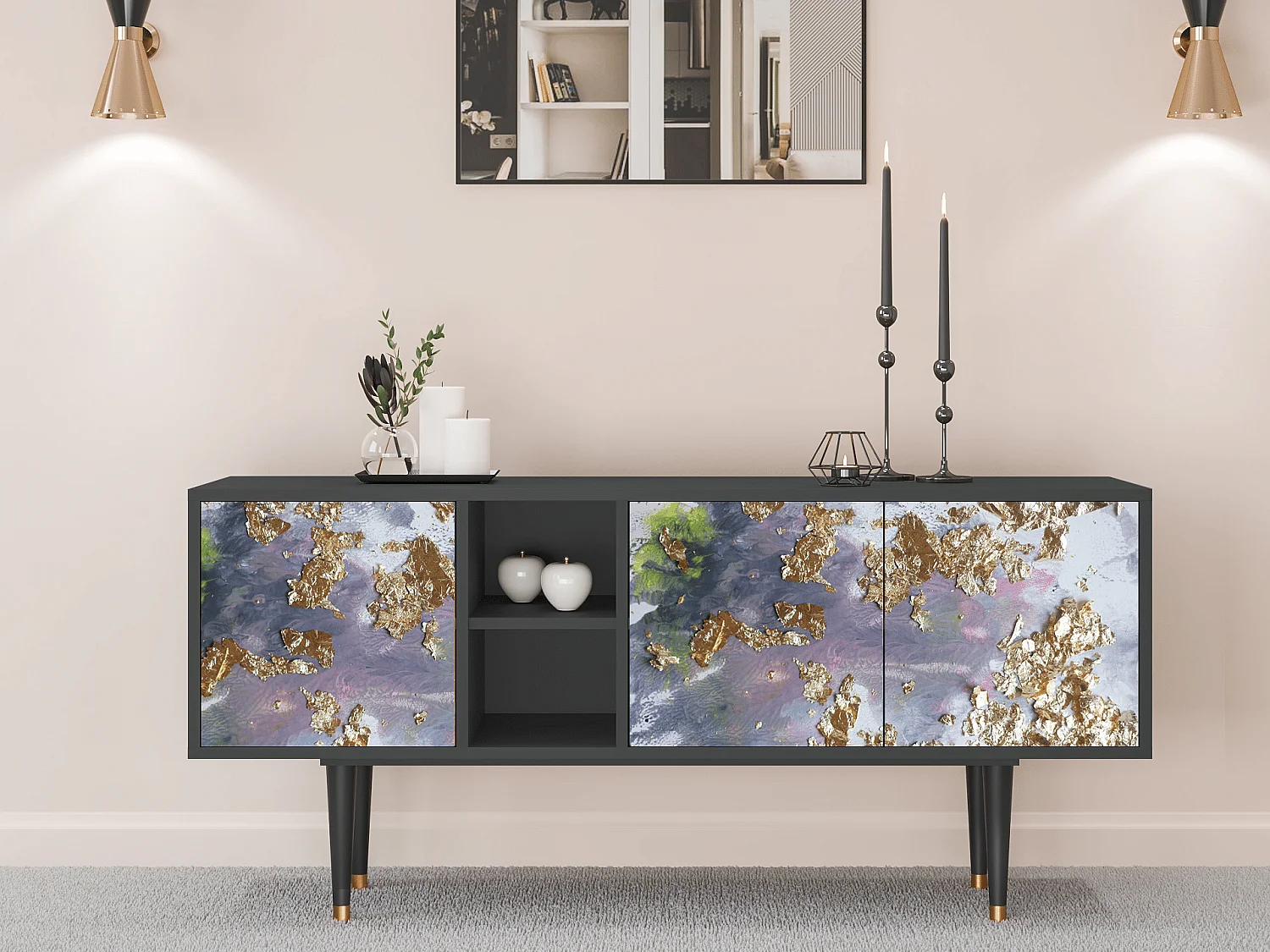 TV-Möbel - 150х69х41 cm - T5 - Planet Earth, Anthrazit