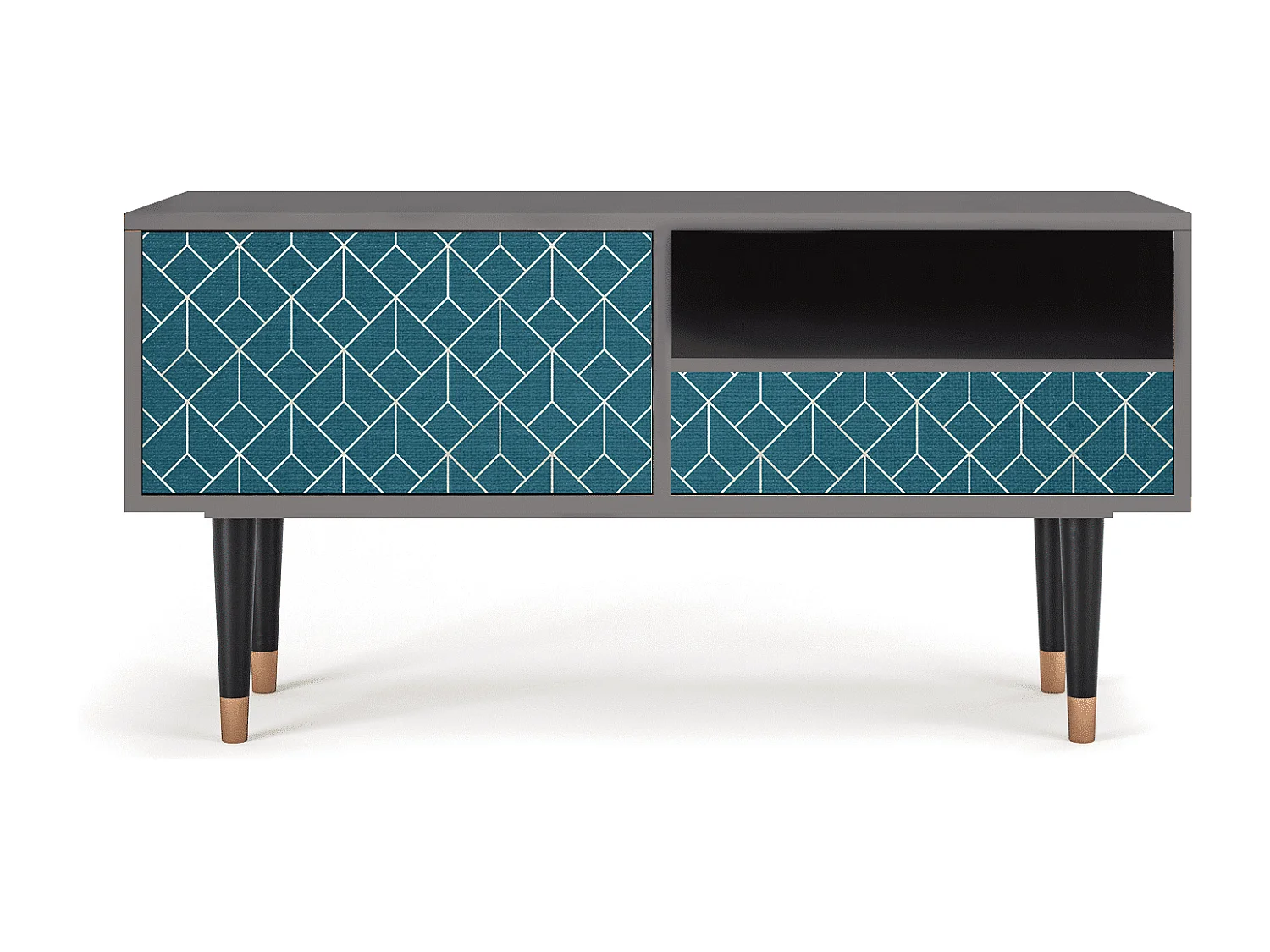 Meuble TV - 115х59х48 cm - T3 - Turquoise Geometry, Gris
