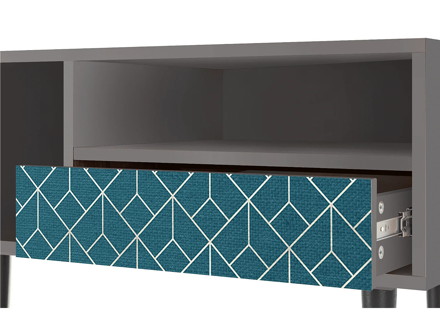 Meuble TV - 115х59х48 cm - T3 - Turquoise Geometry, Gris