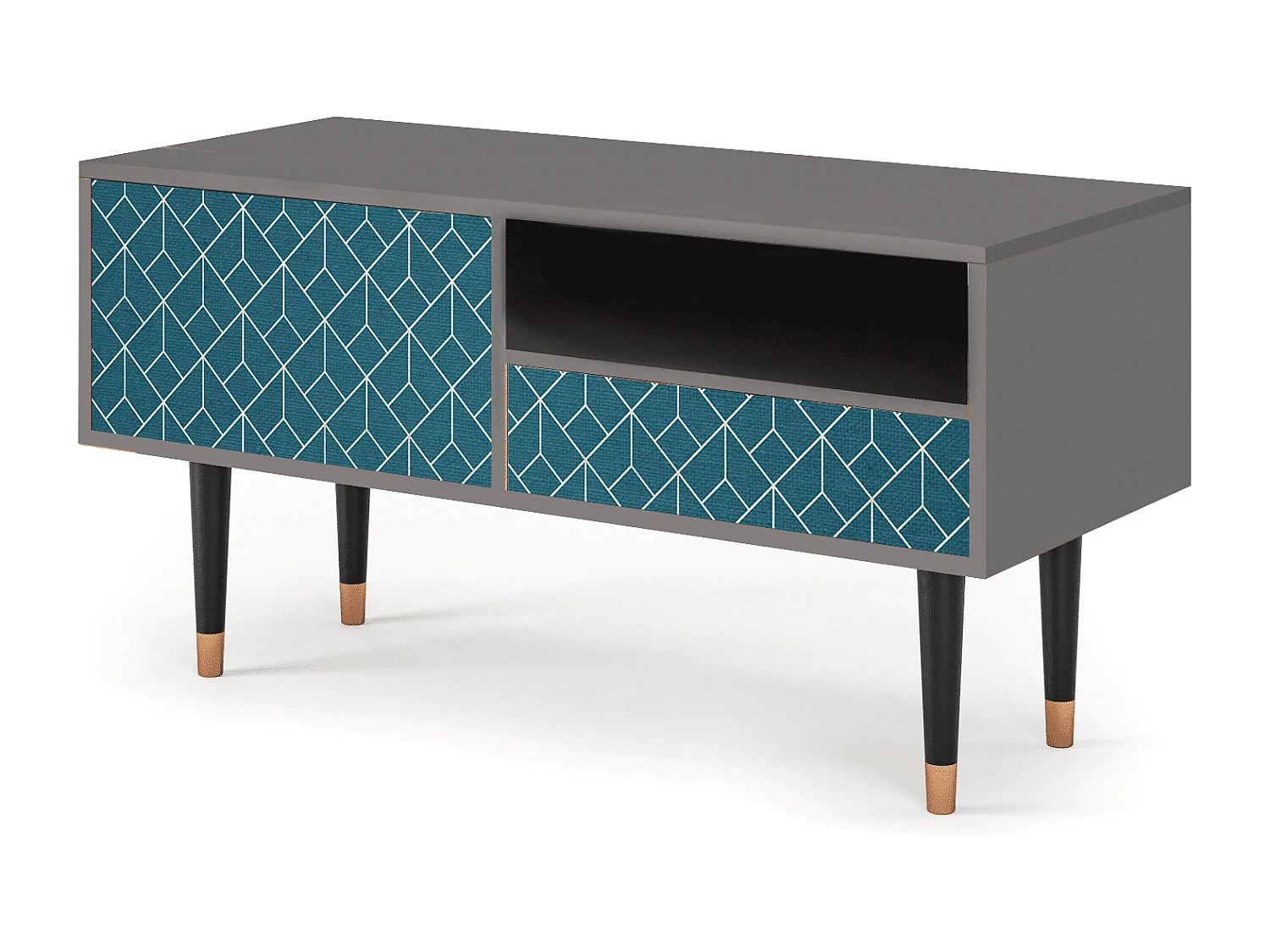 TV-Möbel - 115х59х48 cm - T3 - Turquoise Geometry, Grau