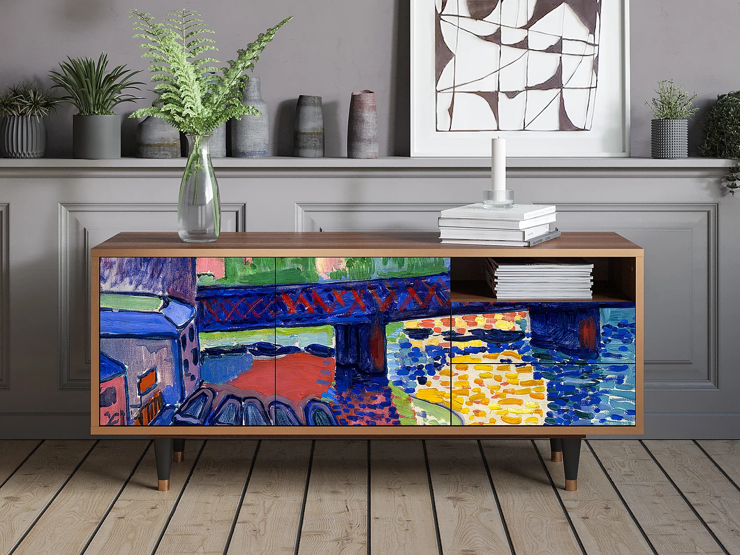 TV-Möbel - 125х56х41 cm - T7 - Charing Cross Bridge, Walnuss