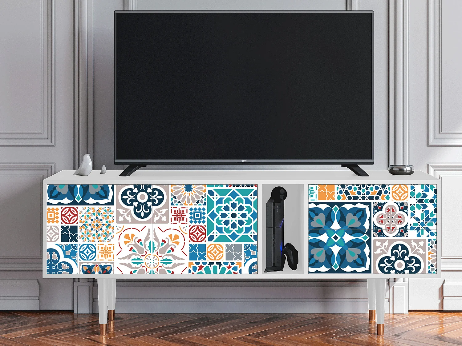 TV-meubel - 170х69х48 cm - T1 - Moroccan Market, Wit