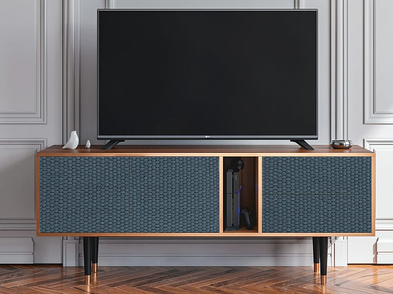 Meuble TV - 170х69х48 cm - T1 - Knitted Pattern, Noyer