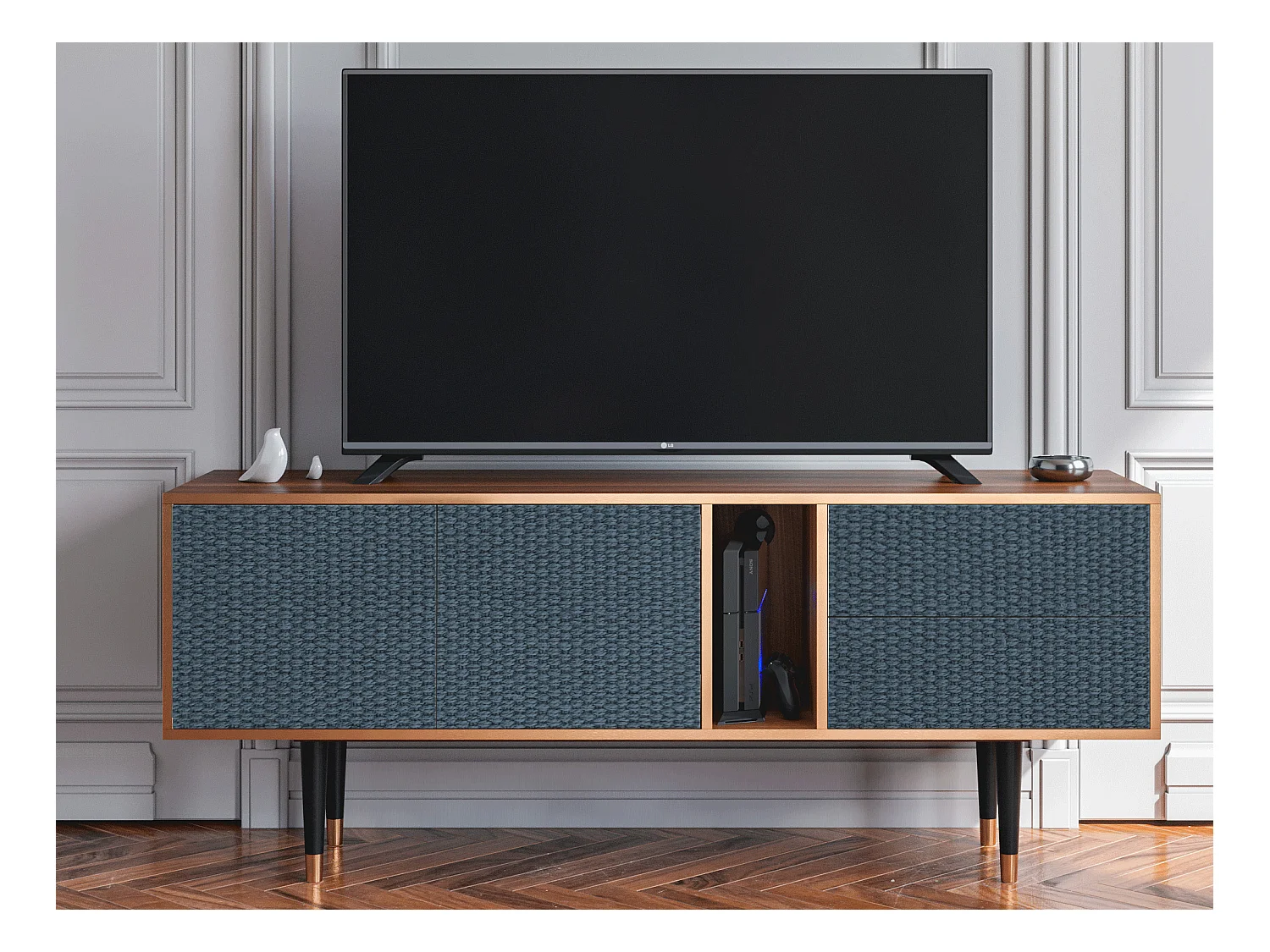 Mueble de TV - 170х69х48 cm - T1 - Knitted Pattern, Nogal