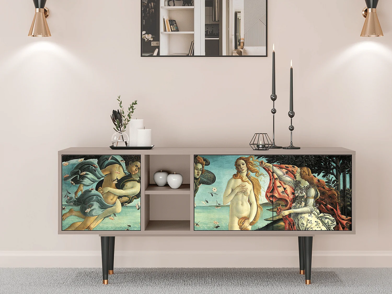 TV-meubel - 150х69х41 cm - T5 - The Birth of Venus, Latte