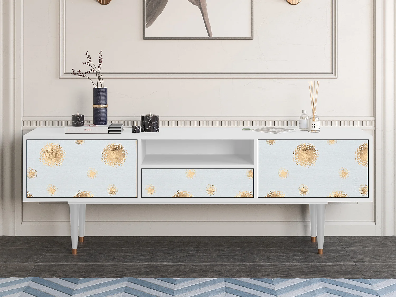 TV-Möbel - 170х59х41 cm - T6 - Sky Latte, Weiß