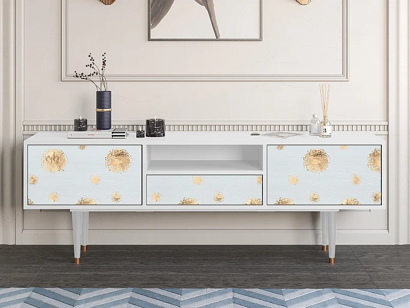 Mueble de TV - 170х59х41 cm - T6 - Sky Latte, Branco