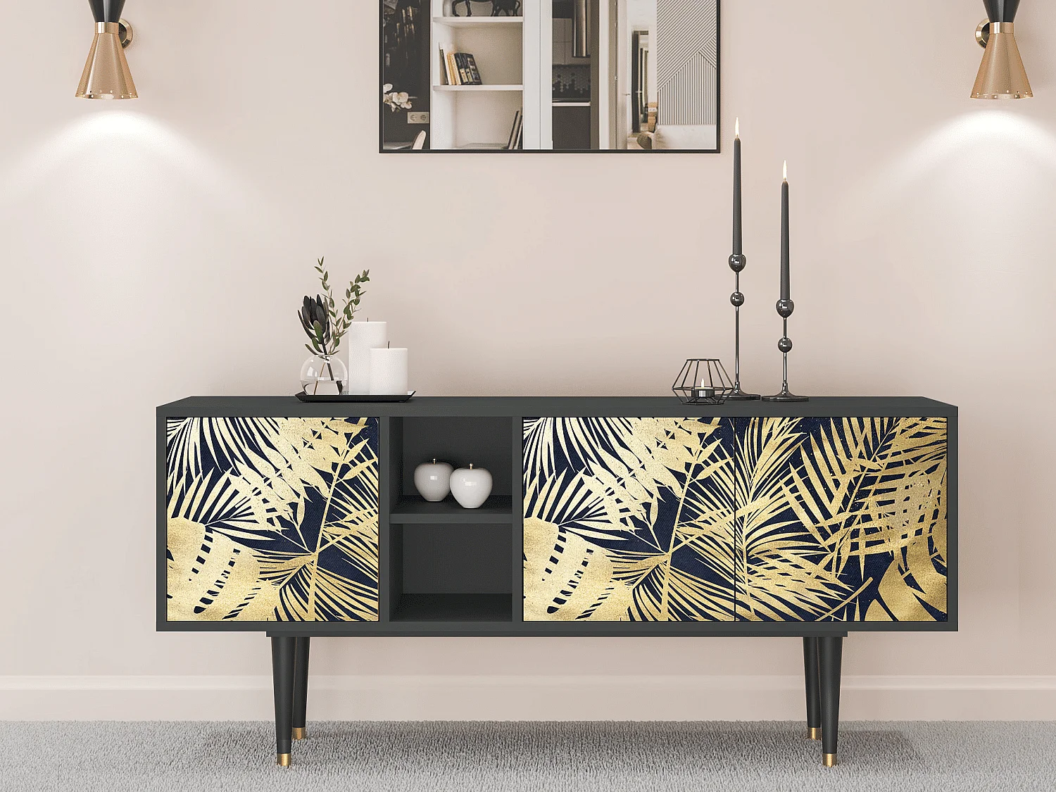 Meuble TV - 150х69х41 cm - T5 - Jungle Vibes, Anthracite